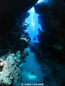 Diver entering a cave.
Canon ixus 100, Fisheye lens , MWB by Jackie Campbell 